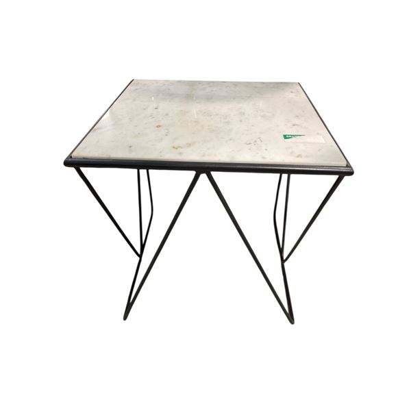 Square Stone-Top Side Table, H20" x 20" x 20"