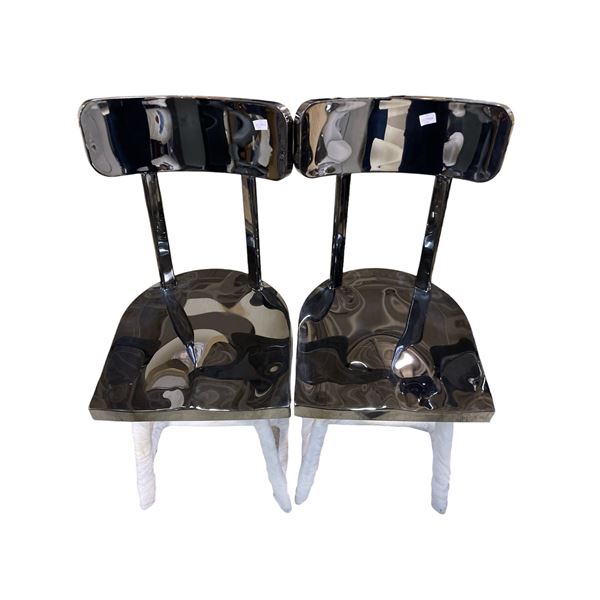 Set of 2 New Bohemian Black Dining Chairs (without box)