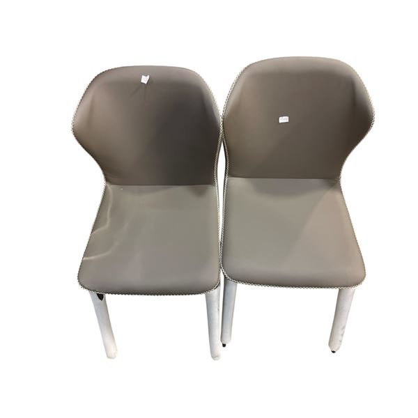Pair Paige Bone Dining Chairs - Dark Grey (F608 - without box)