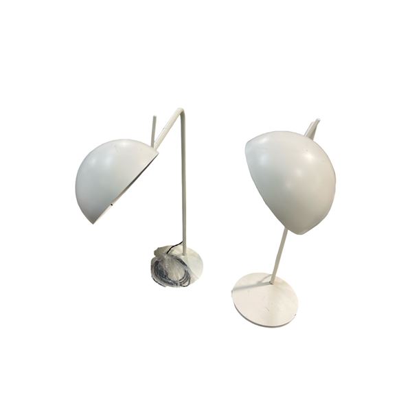 Set of 2 White Metal Dome Desk Lamps