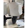 Image 3 : Pair of Black Ribbed Ceramic Table Lamps (1 Shade is damaged)