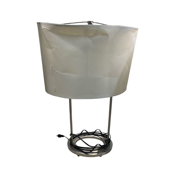 White Table Lamp with Metal Base
