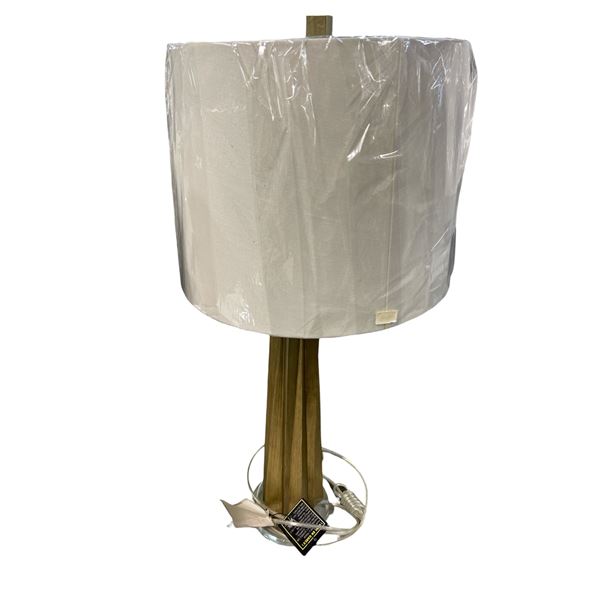 Tall Fluted Wood Column Table Lamp