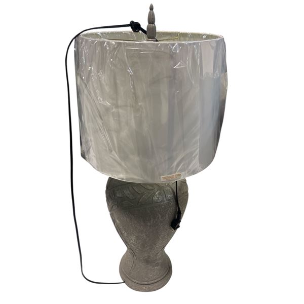 Textured Gray Urn Table Lamp