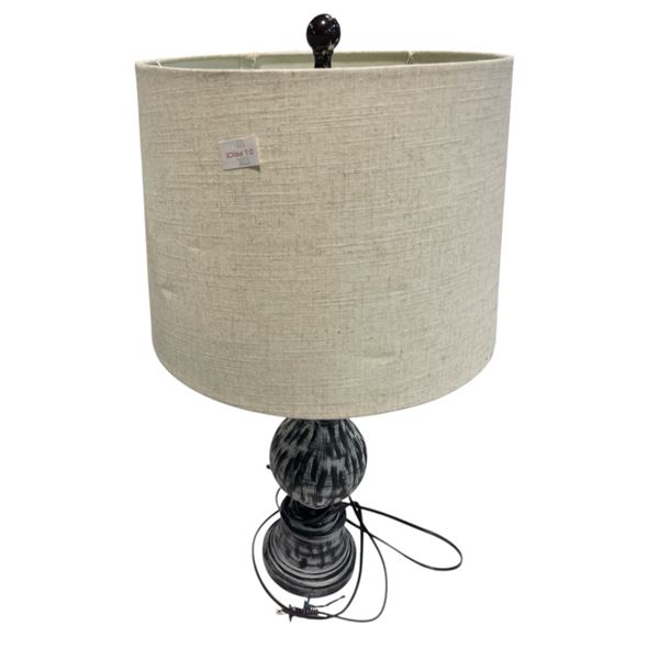Black and Gray Marble-Style Table Lamp