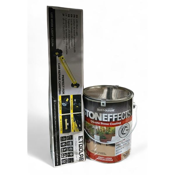 Group of BNIB Etoolab LED Work Light L3 Light & Rust-Oleum Stoneffects Decorative Quartz Stone & Con