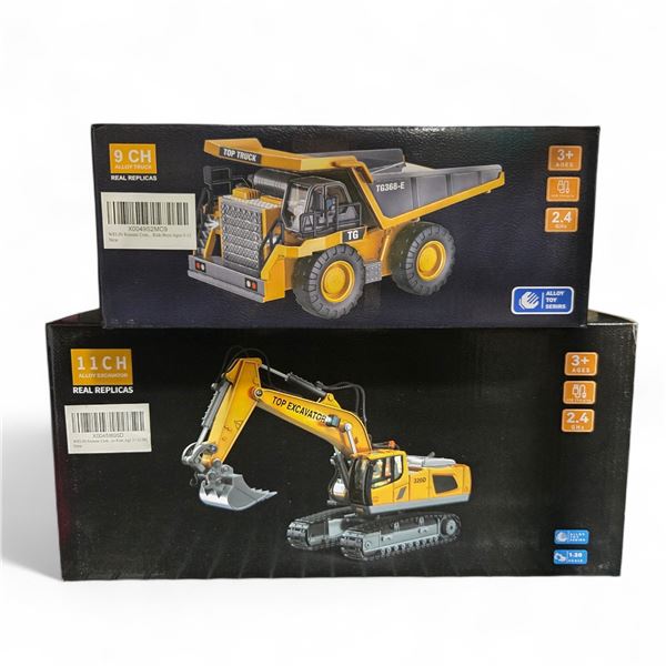 Group of 2 BNIB WELIN Remote Control Excavator Toys Retail $56 & WELIN Remote Control Dump Truck Toy