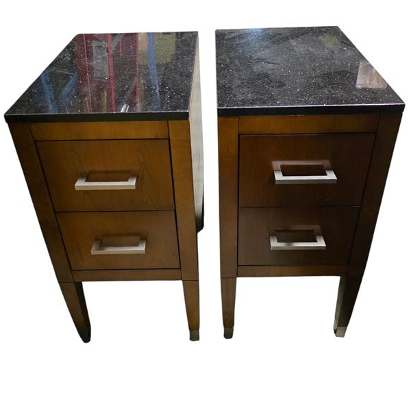 Pair Wood 2-Drawer Nigthstands
