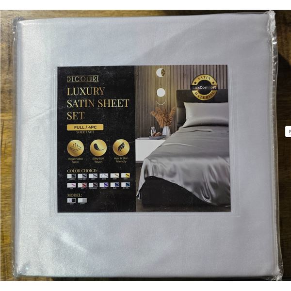 6 Pcs Luxury Satin Sheet Sets - White Full Size