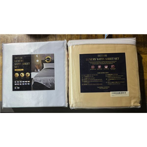 6 Pcs Mixed Sheet Sets Includes Luxury Satin 2 King, 3 White Full Size, 1 Mixed