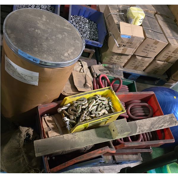 Pallet of Mxied Lot - G70 5/16*550ft" Bulk Chain, Assorted Rigging Hardware (Clevis Grab Hooks, Shac