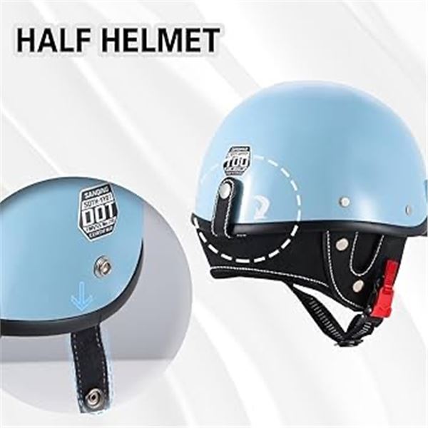 Retro half helmet motorcycle helmet - Blue - Size S