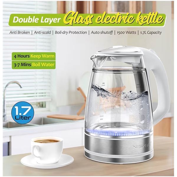 Nisvitu double layer glass electric kettle