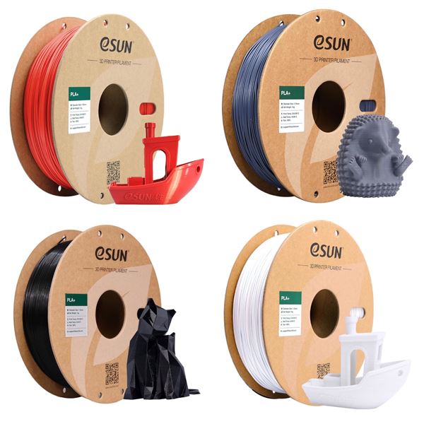 Sun PLA+ 1.75mm 3D printing filament - Red, gray, cold white & black