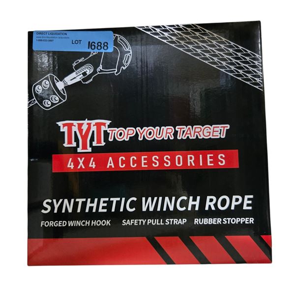 BNIB TYT Synthetic Rope Forged Winch Hook Safety Pull Strap Rubber Stopper