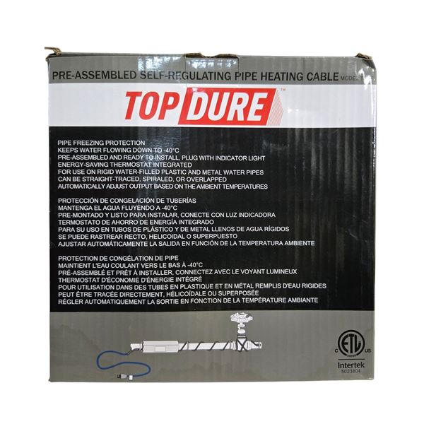 BNIB Group of 2x Top Dure Pre-Assembled Self-Regulating Pipe Heating Cable TDSF