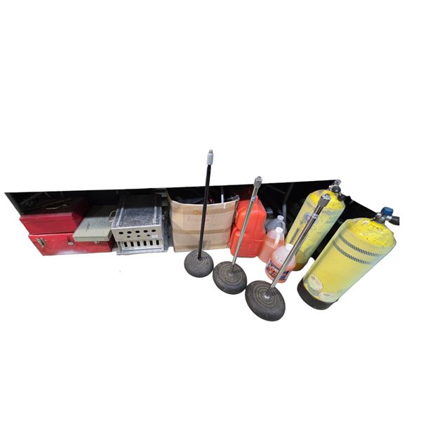 Group of Misc Items, Toolboxes, Byron Fuel, Dacor Tanks, and More