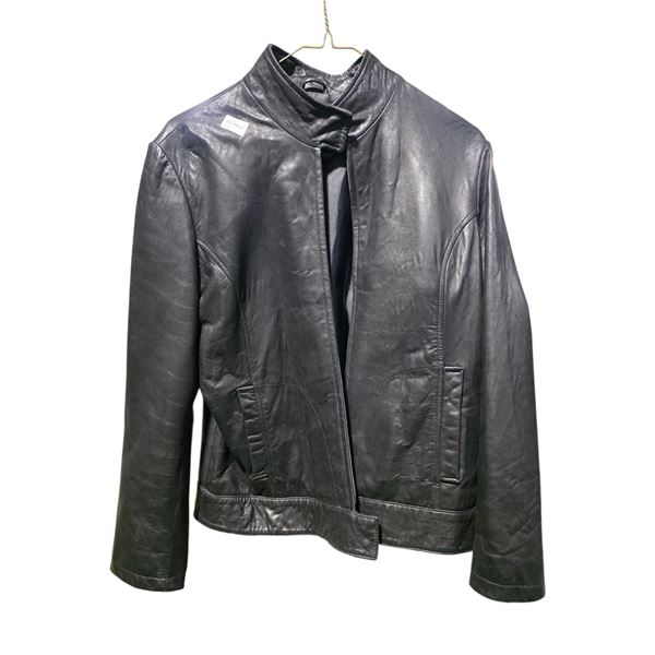 Calvin Klein Black Leather Jacket (Size M)