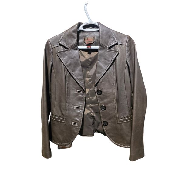 Danier Women's Brown Leather Blazer Jacket (Size XXS)