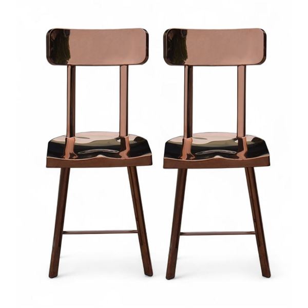 Set of 2 New Bohemian Rose Gold Dining Chairs