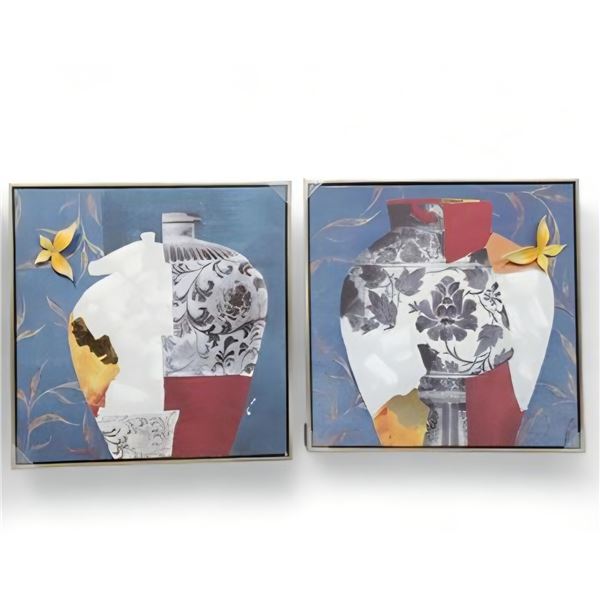 2 Pcs New Wall Art Walzer (Golden), 23.5" x 23.5" Each