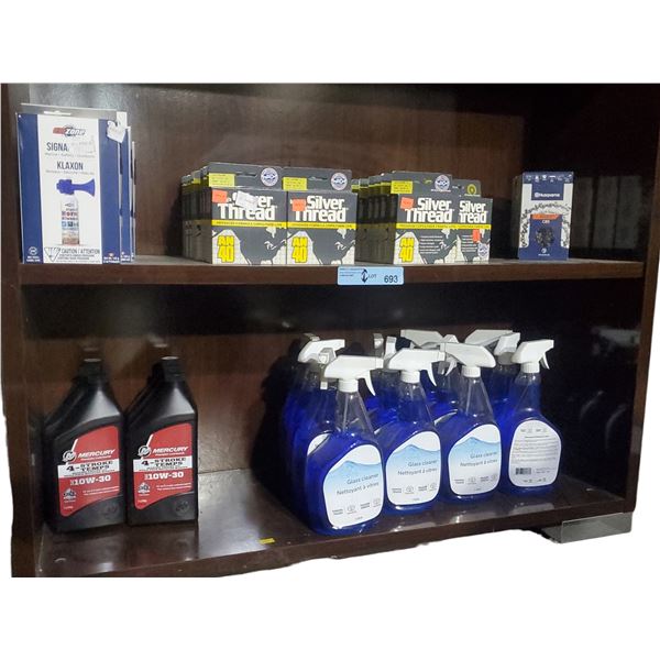 Auto & Marine Safety Items - Engine Oil, Cleaning Supplies, Klaxon Horns Pack and Fishing Line