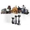 Image 1 : 10 Pcs Assorted Figurines, Motorcycle Model, and Silver Candlesticks