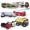 Image 1 : 6 Mixed Vintage Vehicle - Tractorâ€‘Trailers, Ladder Truck, and Dump Truck