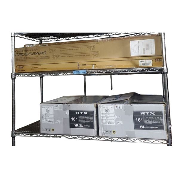 2 RTX 16" Wheels, 4 Rubbermaid Spray Mop, and Rooftop Crossbars