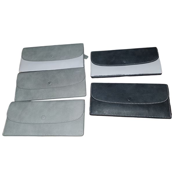 Group of 5 Roots Leather Slim Zip Wallets