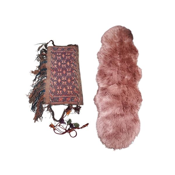 2 Pcs Decorative Boho Wall Hanging (36" x 18") & Faux Fur Rug (68" x 22")