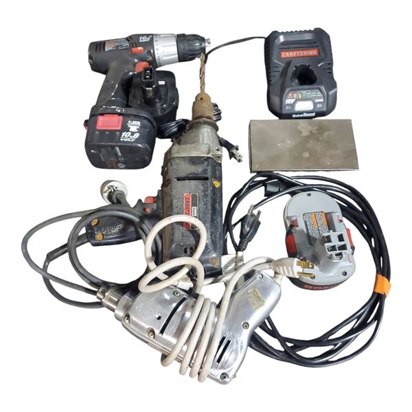 3 Power Tools - Drill/Grinder, Charger, Batteries