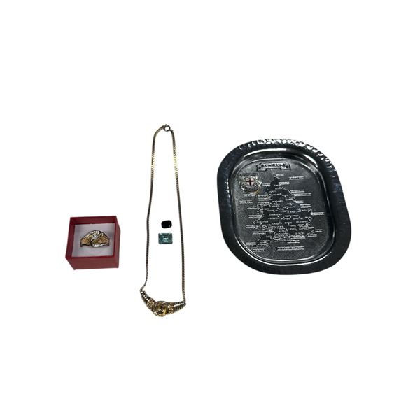 Lot of 5 (England Tray, Necklace, Ring, 2 Stones)