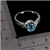 Image 3 : BEAUTIFUL 8x6mm SWISS BLUE TOPAZ RING IN 14K WHITE PLATED GOLD OVER 925 STERLING SILVER - APPRAISED 