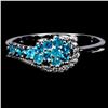 Image 1 : RARE ROUND CUT APATITE RING IN 14K WHITE PLATED GOLD OVER 925 STERLING SILVER - SIZE 8 - APPRAISED R