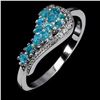 Image 2 : RARE ROUND CUT APATITE RING IN 14K WHITE PLATED GOLD OVER 925 STERLING SILVER - SIZE 8 - APPRAISED R
