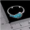 Image 3 : RARE ROUND CUT APATITE RING IN 14K WHITE PLATED GOLD OVER 925 STERLING SILVER - SIZE 8 - APPRAISED R