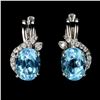 Image 1 : BIG 8x6 mm SWISS BLUE TOPAZ EARRINGS IN 14K WHITE PLATED GOLD OVER 925 STERLING SILVER - APPRAISED R