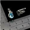 Image 3 : BIG 8x6 mm SWISS BLUE TOPAZ EARRINGS IN 14K WHITE PLATED GOLD OVER 925 STERLING SILVER - APPRAISED R