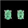 Image 1 : VALUABLE EMERALD EARRINGS IN 14K WHITE PLATED GOLD OVER 925 STERLING SILVER - APPRAISED REPLACEMENT 