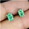 Image 2 : VALUABLE EMERALD EARRINGS IN 14K WHITE PLATED GOLD OVER 925 STERLING SILVER - APPRAISED REPLACEMENT 