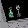 Image 3 : VALUABLE EMERALD EARRINGS IN 14K WHITE PLATED GOLD OVER 925 STERLING SILVER - APPRAISED REPLACEMENT 
