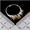 Image 3 : EXCELLENT 6x4 mm CITRINE AND CROME DIOPSIDE RING IN 14K WHITE PLATED GOLD OVER 925 STERLING SILVER -