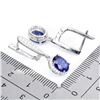 Image 3 : BEAUTIFUL BIG 8x6 mm BLUE SAPPHIRE EARRINGS IN 14K WHITE PLATED GOLD OVER 925 STERLING SILVER - APPR