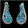 Image 1 : SUPERB ROUND CUT APATITE EARRINGS IN 14K WHITE PLATED GOLD OVER 925 STERLING SILVER - APPRAISED REPL