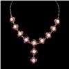Image 1 : GORGEOUS PEARL AND RUBY NECKLACE IN 14K YELLOW PLATED GOLD OVER 925 STERLING SILVER - APPRAISED REPL