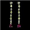 Image 1 : ELEGANT PERIDOT AND RHODOLITE GARNET EARRINGS IN 14K WHITE PLATED GOLD OVER 925 STERLING SILVER - AP