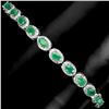 Image 2 : VALUABLE 5x3 OVAL CUT EMERALD BRACELET IN 14K WHITE PLATED GOLD OVER 925 STERLING SILVER - 7.5 INCHE