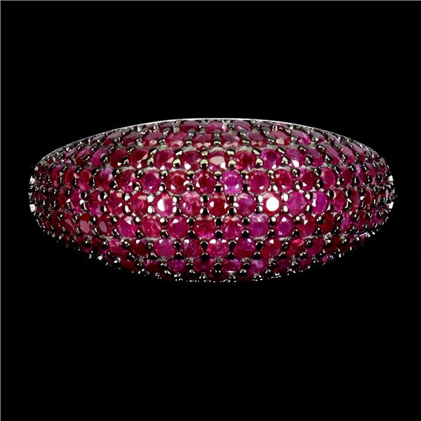 EXPENSIVE MYANMAR RUBY RING IN 2-TONE BLACK RHODIUM AND 14K WHITE PLATED GOLD OVER 925 STERLING SILV