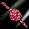 Image 2 : EXCEPTIONAL RUBY BRACELET IN 14K YELLOW PLATED GOLD OVER 925 STERLING SILVER - APPRAISED REPLACEMENT